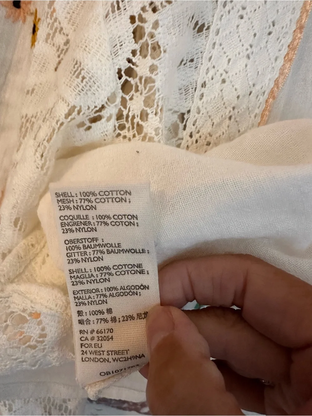 Free People Paris Picnic White Embroidered Lace Bell Sleeve Tunic